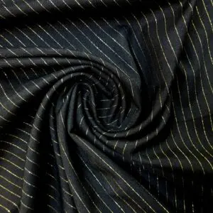 Suiting Fabric Pin Stripe Black Gold