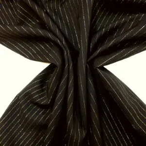 Suiting Fabric Pin Stripe Black Gold