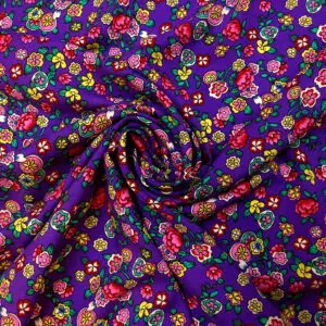 Viscose Fabric Faux Liberty Print Twiggy Willow Purple