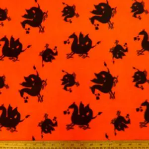 Polar Fleece Fabric Dragons Orange
