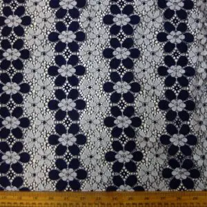 Lace Fabric French Cluney Lace Navy White