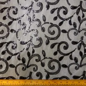 Sequin Fabric On Mesh Net Fleur Black