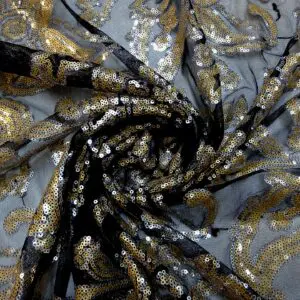 Sequin Fabric On Mesh Lace Old Kent Road Orchid Black Gold Silver