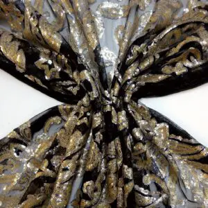 Sequin Fabric On Mesh Lace Old Kent Road Orchid Black Gold Silver