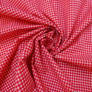 Polycotton Fabric 3mm Printed Gingham £2.00 Deals Red