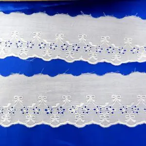 Broderie Anglais Lace Trim Birmingham Flat 5cm Wide White