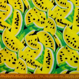 Lycra Patterned Fabric Melons Yellow