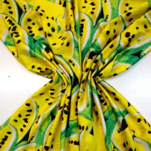 Lycra Patterned Fabric Melons Yellow
