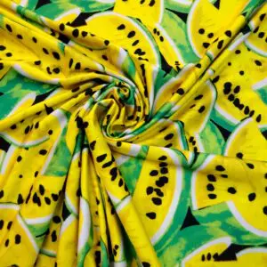 Lycra Patterned Fabric Melons Yellow