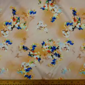 Viscose Fabric Floral Apricot Sundae