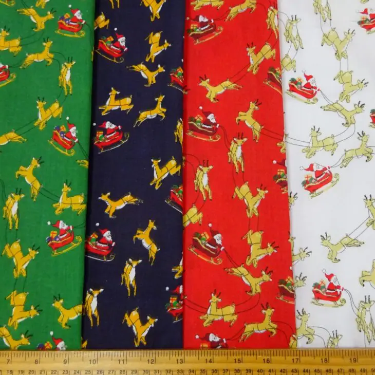 Christmas Polyester Cotton Fabric Dashing Reindeers