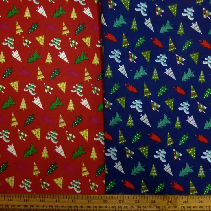 Christmas Polyester Cotton Fabric Christmas Trees