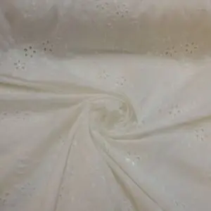 Polycotton Fabric Broderie Anglais Ivory