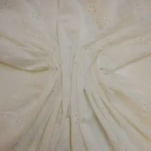 Polycotton Fabric Broderie Anglais Ivory