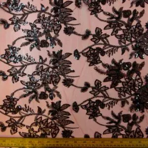 Sequinned Net Fabric Burlesque Hottie Red Black