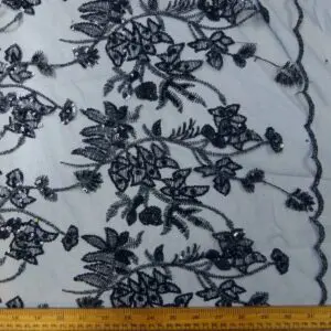 Sequinned Net Fabric Burlesque Hottie Navy Black