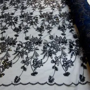 Sequinned Net Fabric Burlesque Hottie Navy Black