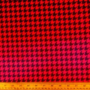 Velour Fabric Hounds Tooth Red/Black