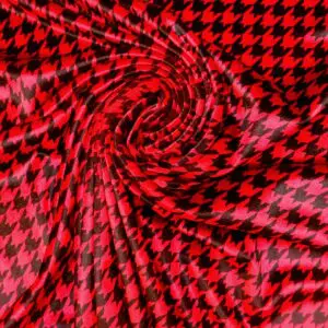 Velour Fabric Hounds Tooth Red/Black