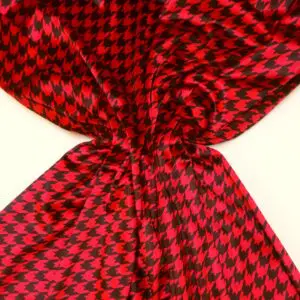 Velour Fabric Hounds Tooth Red/Black