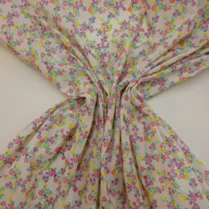 Polyester Cotton Fabric Floral Bobby Bouquet Cream