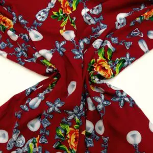 Viscose Fabric Pearl Diamonds Wine