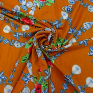 Viscose Fabric Pearl Diamonds Mustard