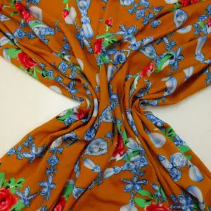 Viscose Fabric Pearl Diamonds Mustard