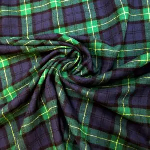 Tartan Fabric Brushed Cotton Flannel Check Black Watch Navy