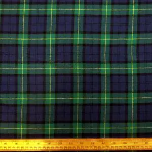Tartan Fabric Brushed Cotton Flannel Check Black Watch Navy