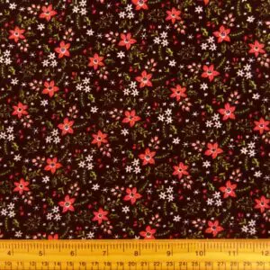 Corduroy Fabric Skinny Rib Floral Edelweiss Coral