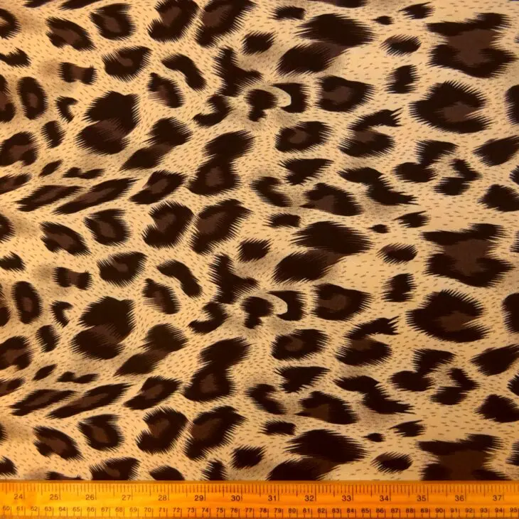 Crepe de Chine Fabric Leopard Shake Beige Brown