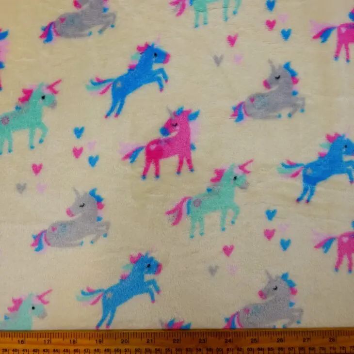 Fleece Fabric Soft Huggable Unicorn Fancies Ivory
