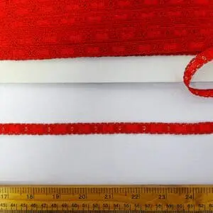 Flat Lace Trimming Australia 1cm Wide Red