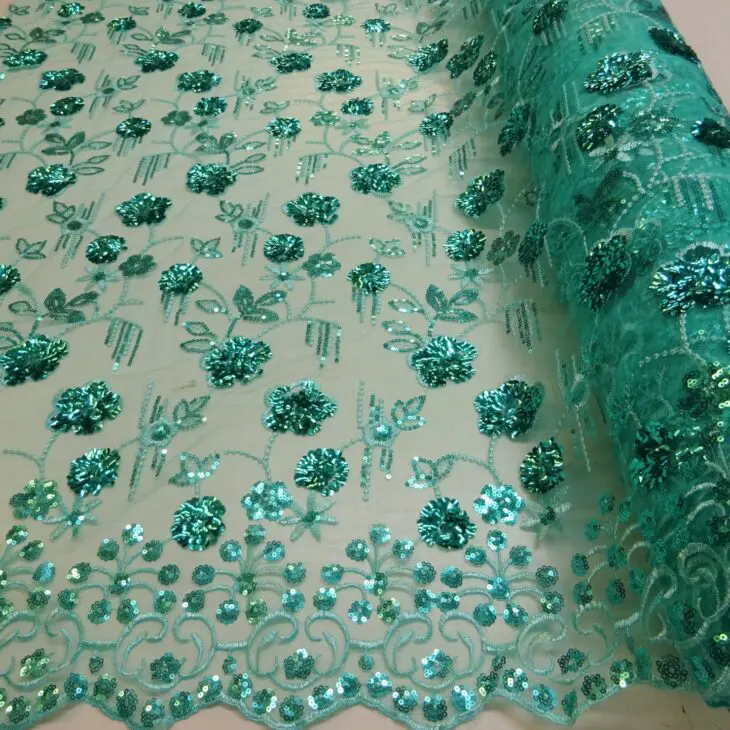 Lace Fabric Classic Sequin Lace Lady In Jade