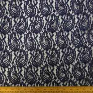 Lace Fabric Tone On Tone Bouclé Teardrop Navy