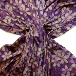Satin Fabric Liquid Print Floral Windswept Dusty Pink