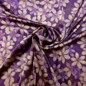 Satin Fabric Liquid Print Floral Windswept Dusty Pink