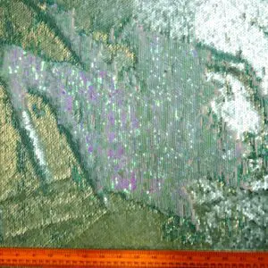Sequin Fabric On Net Reversible Flip Jade Mother Of Pearl