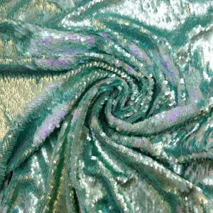 Sequin Fabric On Net Reversible Flip Jade Mother Of Pearl
