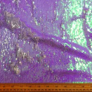Sequin Fabric On Net Reversible Strictly Ballroom Mauve Silver