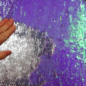 Sequin Fabric On Net Reversible Strictly Ballroom Mauve Silver