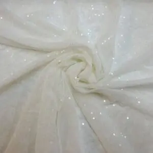 Sequin Fabric Blitz On Stretch Net Seconds Quality Ivory