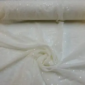 Sequin Fabric Blitz On Stretch Net Seconds Quality Ivory