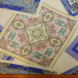T-Shirting Fabric French Handkerchiefs Cream Pink Blue