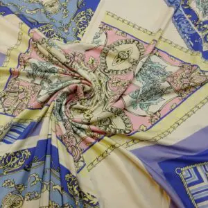 T-Shirting Fabric French Handkerchiefs Cream Pink Blue