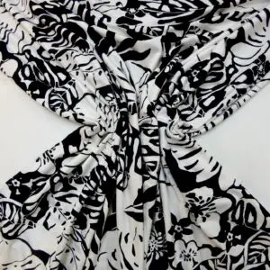 T-Shirting Fabric Monochrome Leaf Black White