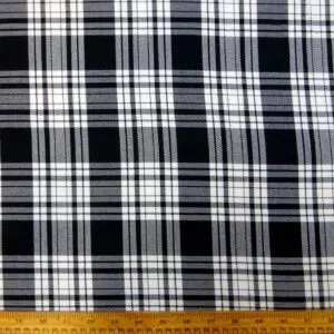 Tartan Suiting Fabric McKenzie Black White