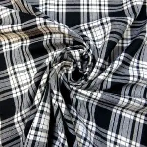 Tartan Suiting Fabric McKenzie Black White