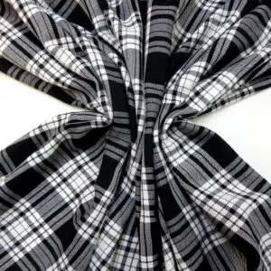 Tartan Suiting Fabric McKenzie Black White
